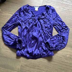 Marciano | Purple/Blue silk long sleeve blouse